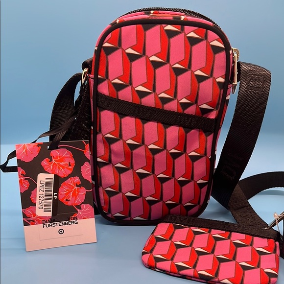 Diane Von Furstenberg Handbags - Diane Von Furstenberg Pink and Black Crossbody Bag